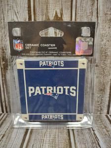 4Pc NFL New England Patriots Ceramic Drink Cork Coasters Brand New